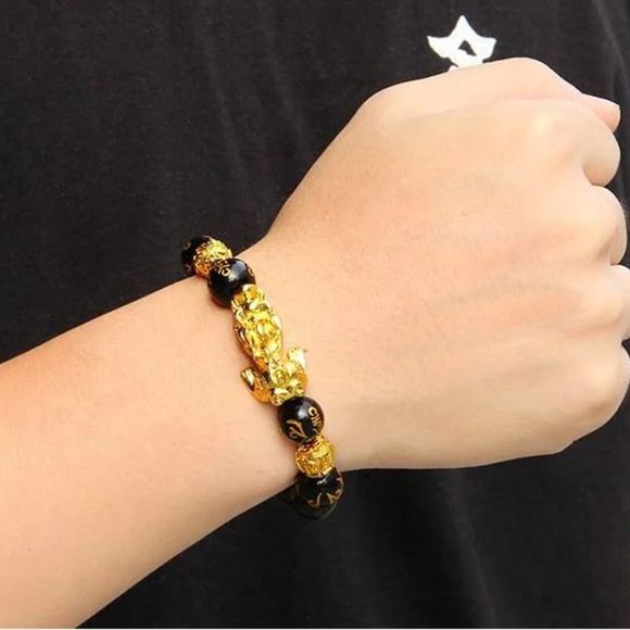 10mm Feng Shui PiXiu Obsidian Wealth Beaded Stretch Bracelet - Picture 7 of 11